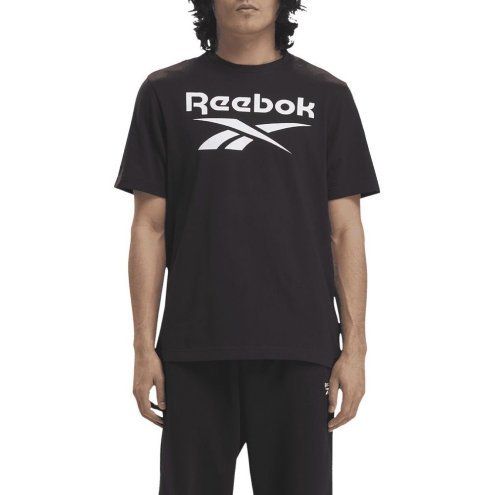 Reebok Men's Black and White Logo Tee